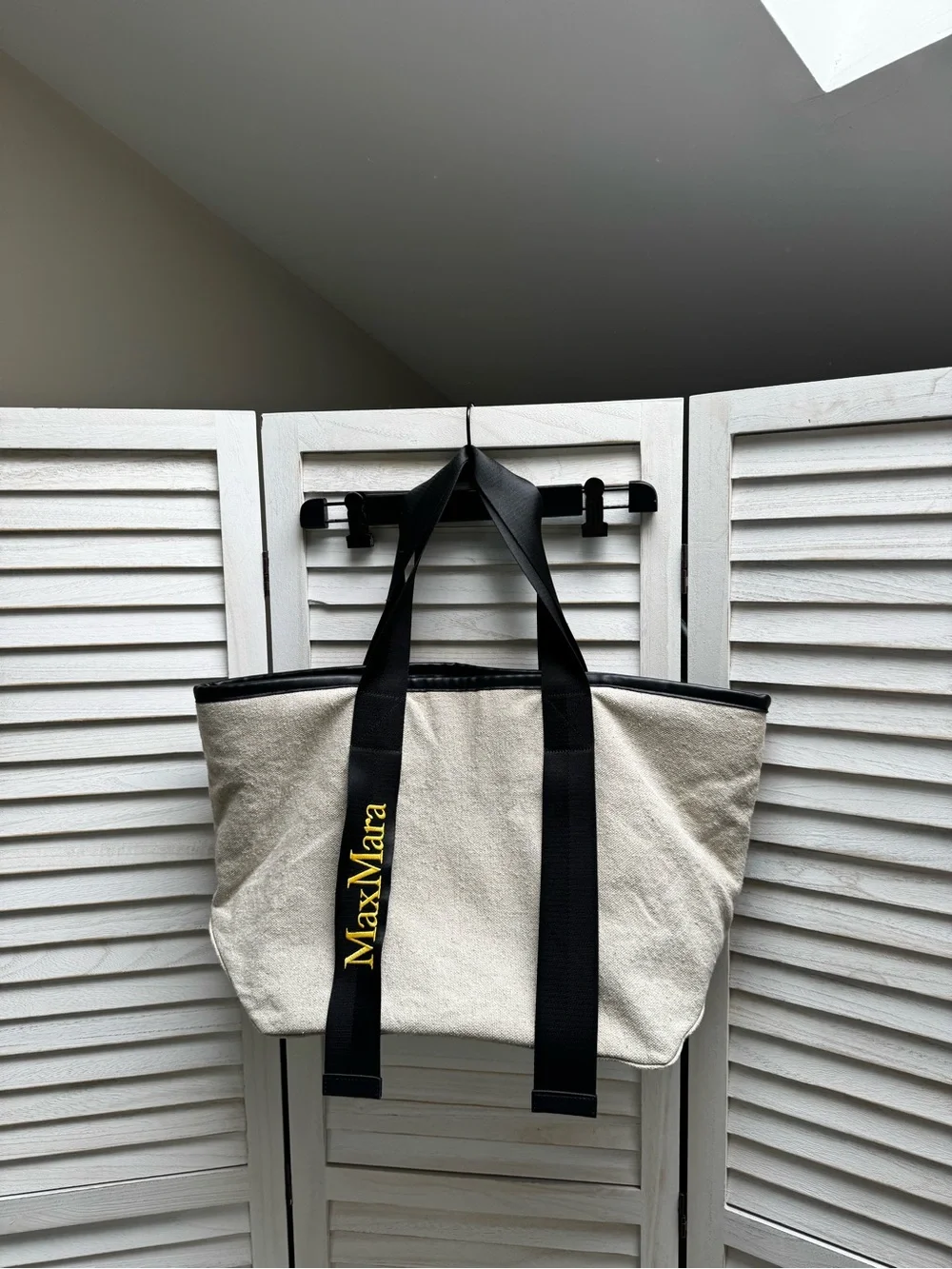 Max Mara Canvas Tote Bag Beige & Black – Large